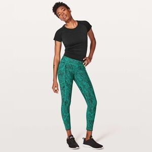 Lululemon Wunder Under Hi Rise Leggings 28” Kitakami Viridian Green Black 6